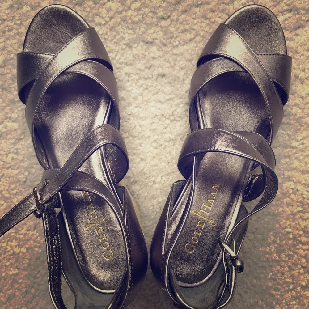 Gunsmoke Metal Air Marisa Cole Haan Wedges w/ Cork